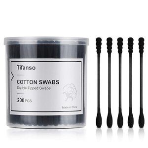 tifanso 200 Count Black Cotton Swabs